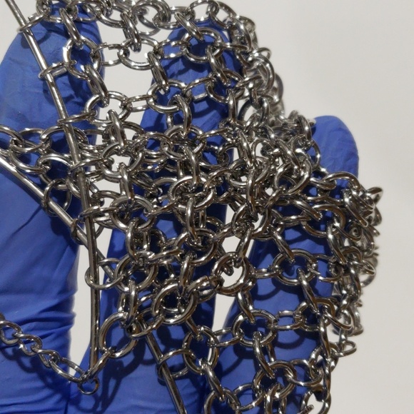 Women Silver tone Chainmail Statement Earrings – Bold Metal Mesh Dangle Earrings - Picture 8 of 8